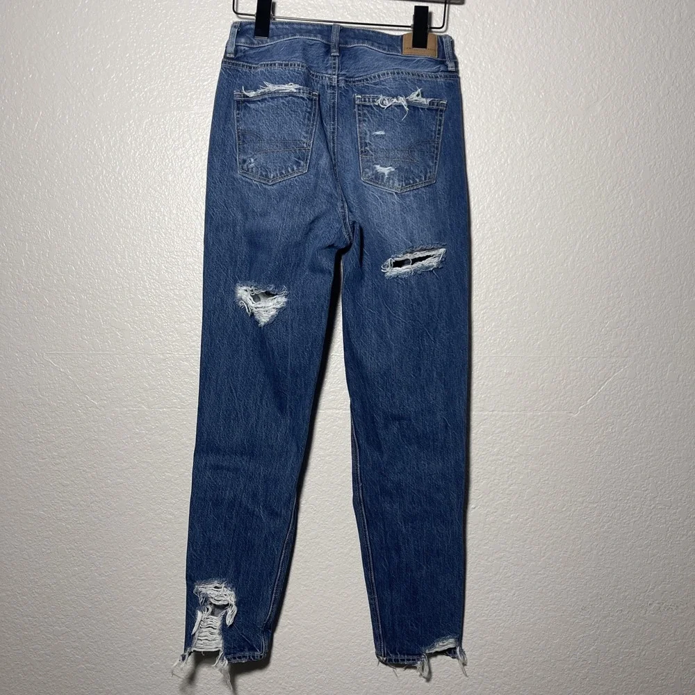 American Eagle Mom Jeans Women Size 0‎ Regular Distressed High Rise - Picture 6 of 6